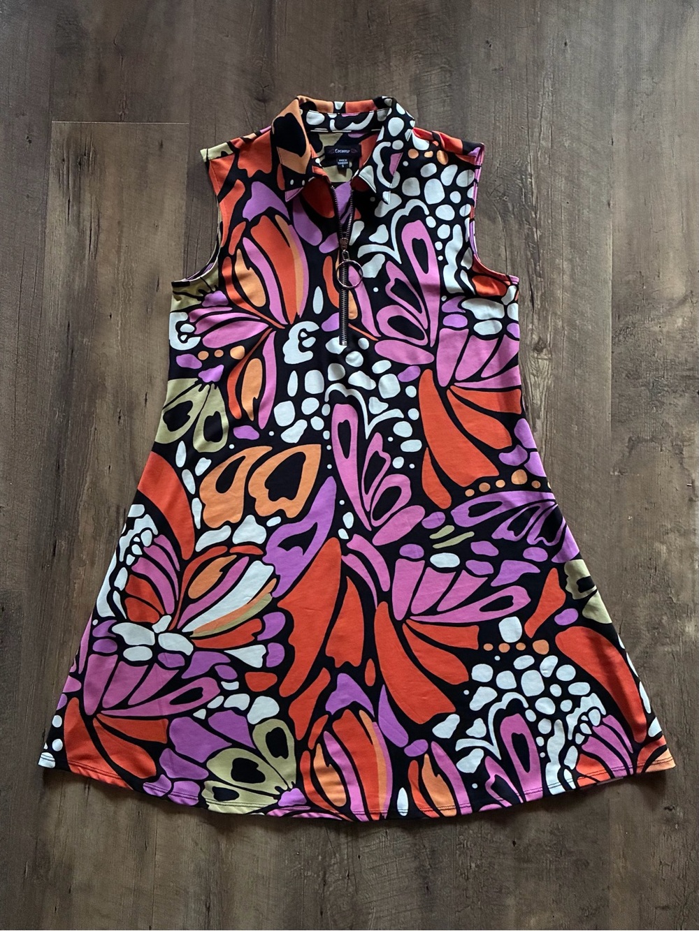 Cocomo Bold Floral Sleeveless Dress in Red, Purple & Black